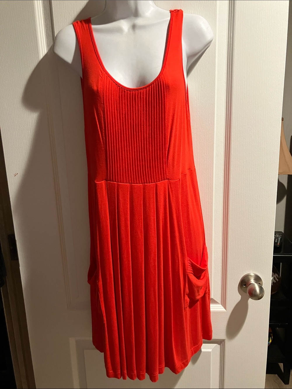 Calvin Klein Sleeveless Scoop-Neck Mini Dress in Bright Red